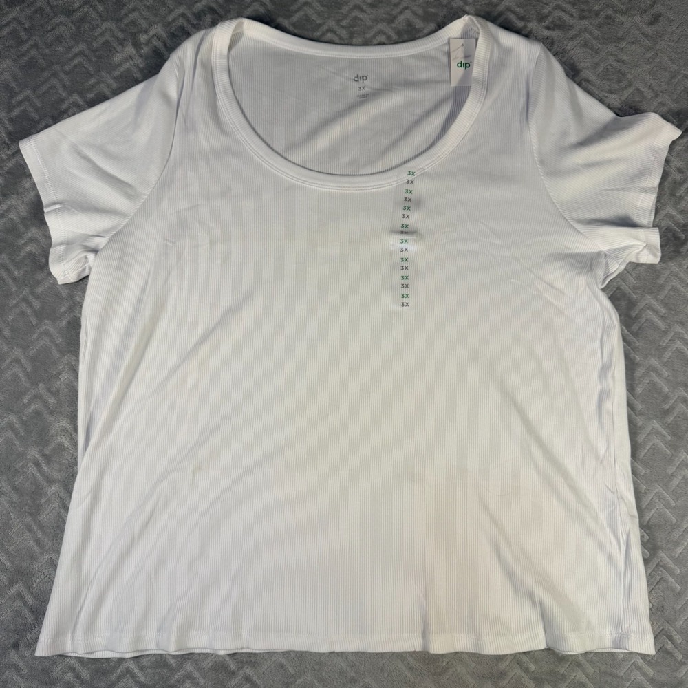 NWT‎ Dip Women's Ribbed Scoop Neck T Shirt Plus Size 3X Cotton Blend Top